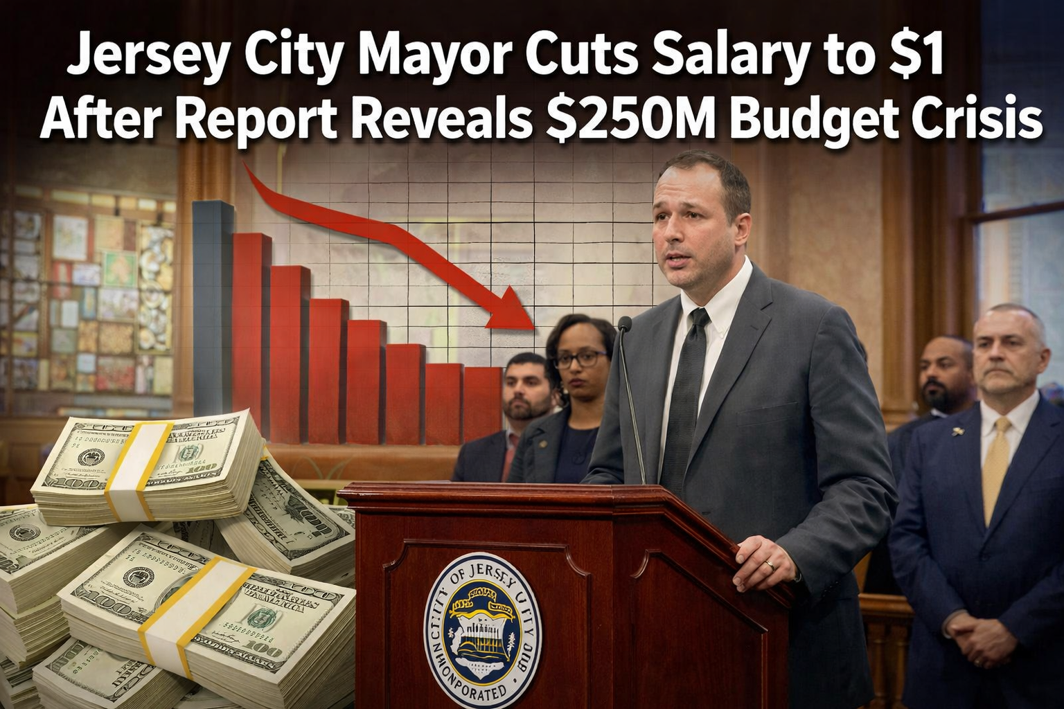 Jersey City Mayor Cuts Salary to $1 After Report Reveals $250M Budget Crisis